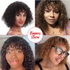 Spotlight Short Kinky Curly Wigs 10 inch Bob Loose Wave Human Hair Wigs for Women Brazilian Virgin Human Hair Wigs with Bangs 180% Density Natural Looking (Natural Black, 1B)