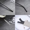 18 Piece Black Stainless Steel Straws, 8.5 '' Reusable Drinking Straws,with Portable pouch (8 Straight/8 Bent/2 Brushes)