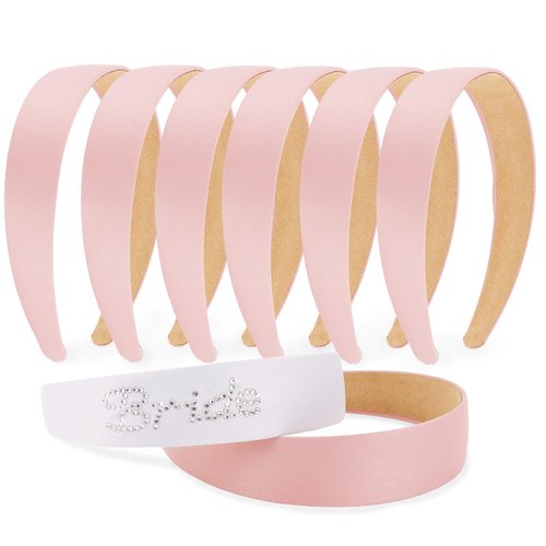 CIEHER 8 Pcs Satin Headbands for Bachelorette Party Favors, Bachelorette Party Headband for Bride Bridesmaid, Bachelorette Gifts for Bride 1.3 Inch Wide Headbands