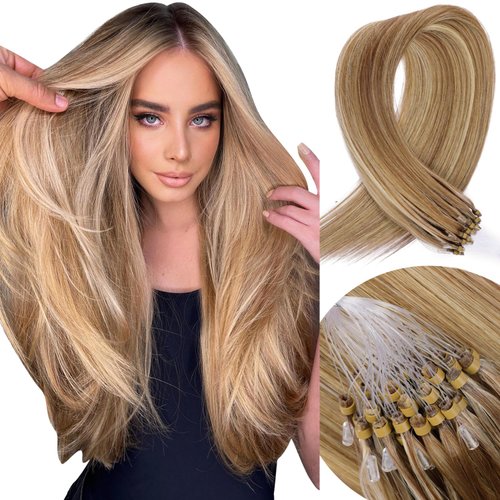 Microlinks Hair Extensions Human Hair D7/60 Blonde Brown Micro link Hair Extensions Human Hair Microlink Hair Extensions, Microlink Extensions ，Microlink Extensions Human 18inch 30g/Pack