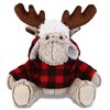 DolliBu Super Soft Plush Red Plaid Outfit Moose - Soft Huggable Wild Life Moose, Adorable Playtime Zoo Moose Plush with Clothes, Cute Wildlife Cuddle Gift Super Soft Plush Doll Toy For Kids - 9 Inches