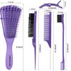 UREELIN Detangling Brush set,Detangler Hair Brush with Teasing & Edge Brush for Curly Hiar, Rat Tail Comb Alligator Hair Clips for 3a to 4c Kinky Wavy/Curly/Coily/Wet/Dry/Oil/Thick/Long Hair(Purple)