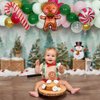 Christmas Balloon Garland Arch Kit Christmas Party Decorations Red Green Pink Balloons Arch with Gingerbread Man Cane Candy Foil Balloon for Kids Xmas New Year Birthday Party Decoration