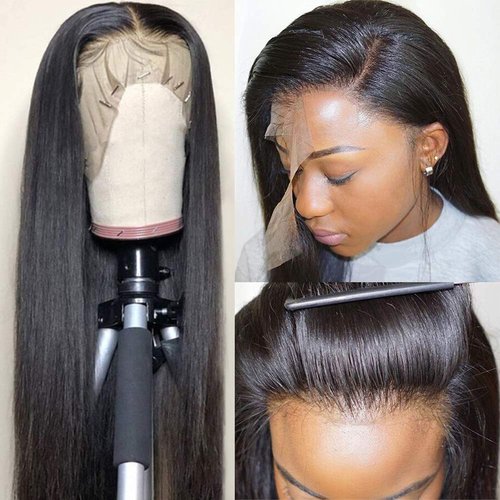 SINGLE BEST Straight Lace Front Wigs Human Hair 13x4 Glueless Lace Frontal Wigs Pre Plucked Hairline Brazilian Straight Human Hair Wigs for Black Women with Baby Hair (18 Inch)