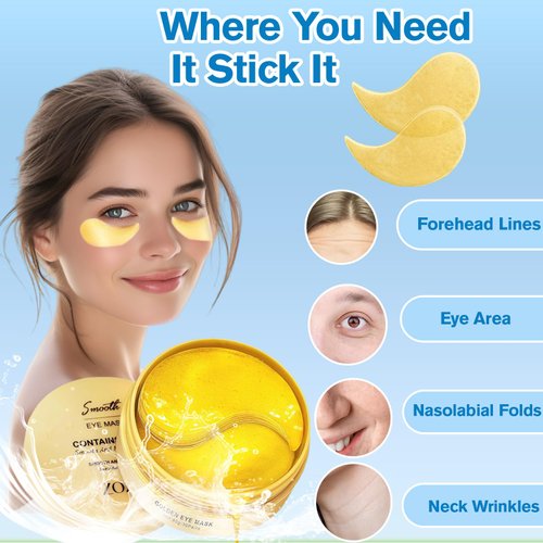Lktvsy Under Eye Patches, Eye Masks for Dark Circles, Anti-wrinkle and Firming, Gold Collagen Eye Mask is Part of Eye Care Products, Suitable for Mature Skin and Brightening the Eye Area