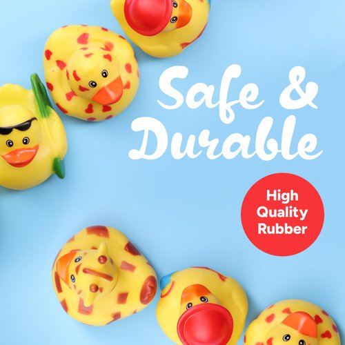 Rubber Duck Toy Assortment - Ducky Playset Bath Toys in Mesh Bag - Jeep Ducks for Ducking - Rubber Duckies for Beach Pool - Goody Bag Stuffers Classroom Prizes 18 Pcs