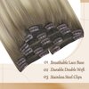Sunny Ombre Clip in Hair Extensions Real Human Hair Clip in Remy Hair Extensions Ash Blonde Ombre Sunkissed Blonde Remy Clip in Human Hair Extensions Double Weft 120g 7pcs 18inch