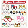 MDNHIO 36PCS Farm Barnyard Animal Party Favor 24PCS Tattoos 12PCS Paper Eyeglasses Themed Paper Photo Booth Props Birthday Party Decorations Dress Up Cute Style Funny Sunglasses Supplies Photography