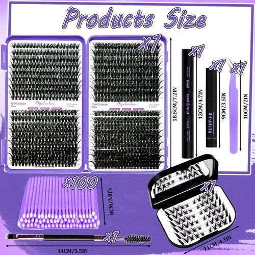 DIY Lash Extension Kit 780 Pcs D Curl Individual Lash Clusters Eyelashes Extension Set with Mirror Lash Storage Box Lash Bond&Seal Glue Remover Tweezers Lash Brush Applicator