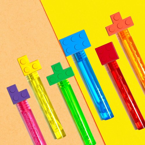 uoyoi Building Blocks Party Favors,24Pcs Building Blocks Bubble Wands for Kids,Cute Bubble Wand for Building Blocks Birthday Party Supplies,Classroom Prizes Pinata Goodie Bag Stuffers Gifts
