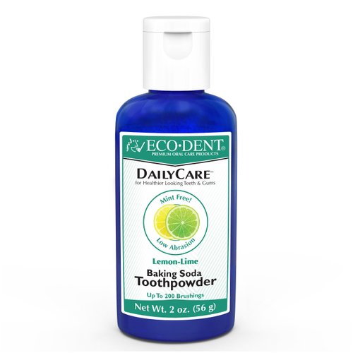Eco-Dent DailyCare Baking Soda Toothpowder, Lemon-Lime – SLS & Fluoride-Free Toothpaste Powder with Minerals & Essential Oils, Toothpaste Alternative + DailyRinse Single-Use Pack