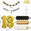 Jobkoo 18th Birthday Decorations, Black Gold 18th Birthday Party Decoration for Boys Girls Golden Black 18th Birthday Balloons Cake Topper 18th Birthday Banner for 18 Year Old Birthday Party Supplies