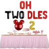 Geloar Oh Twodles Balloons Banner, Oh Twodles Birthday Party Supplies Number 2 Balloon for 2nd Second Girl Boy Minnie Mickey Mouse Birthday Party Supplies Decorations Set Of 13PCS Kit (Red)