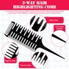 Boao 3 Pieces Hair Comb, 3-Way Highlighting Sectioning Foiling Comb for Hair Coloring, Microbraiding, Styling and Dyeing, Plastic, 3 Count (Pack of 1), Black, 24.5 x 6.5 cm/ 9.65 x 2.56 inches