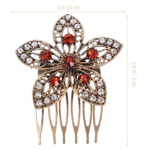 Minkissy Hair Comb Clips Vintage Pearls Rhinestone Flower Hair Side Combs Teeth French Hair Combs Peals Hair Accessories for Women Girls Hair Comb for Bridal Wedding