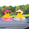 MuMyer 2Pcs Car Rubber Duck Yellow Duck Car Dashboard Decorations Duck Car Ornaments with Alloy Glasses Mini Swim Ring Sun Hat and Necklace for Car Dashboard Decoration Accessories(C-White&Pink)