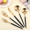 Matte Gold Silverware Set With Black Handle, LAZAHOME Stainless Steel Flatware Cutlery Set Service for 4, 20-Piece Kitchen Utensil Set Include Spoons And Forks Set, Dishwasher Safe.