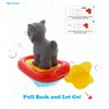 Dollibu Boat Racer Buddy, Fun Educational Bath Toy Finger Puppet Pull and Go Water Racing Woodland Pal for Shower Pool Bathtub Swim Hard Surfaces for Baby Toddler and Boy - 6 Inch - 3 in 1 Game - Wolf