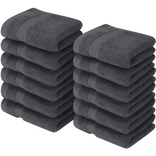 Utopia Towels [12 Pack] Premium Wash Cloths Set (12 x 12 Inches) 100% Cotton Ring Spun, Highly Absorbent and Soft Feel Essential Washcloths for Bathroom, Spa, Gym, and Face Towel (Grey)