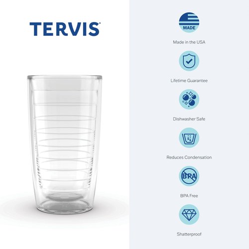 Tervis Clear & Colorful Tabletop Made in USA Double Walled Insulated Tumbler Travel Cup Keeps Drinks Cold & Hot, 16oz - 4pk, Quartz
