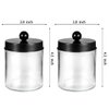 Apothecary Jars Bathroom Storage Organizer - Cute Qtip Dispenser Holder Vanity Canister Jar Glass with Lid for Cotton Swabs,Rounds,Bath Salts,Makeup Sponges,Hair Accessories/Black（2 PACK）