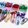 AUOCATTAIL 24 Grids Foil Nail Art Holographic Aluminum Nail Foil Flakes Stickers Nail Sequins 3D Glitter Decoration DIY Design Accessories Rainbow Nail Art Supplies Gold Nail Decals