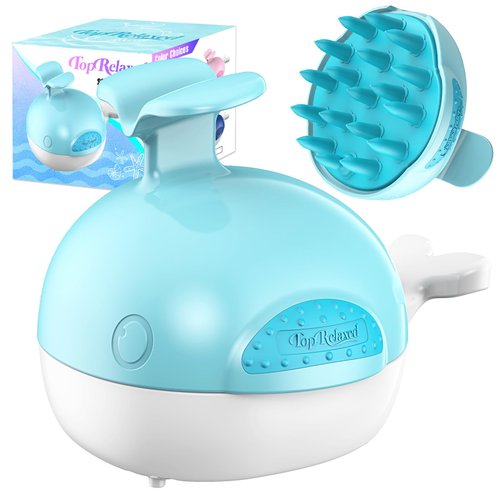 Toprelaxed Scalp Massager Hair Brush, Upgrade Whale Design Shampoo Scrubber with Soft Silicone Bristles and Drain Base for Hair Growth, Deep Clean, Stress Relax and Dandruff Removal (Teal)