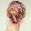 iplusmile Wedding Hair Comb, Pearl Flower Bride Hair Clip Accessories, Hair Side Comb Clips for Bride Bridesmaid Women Girls, Purple