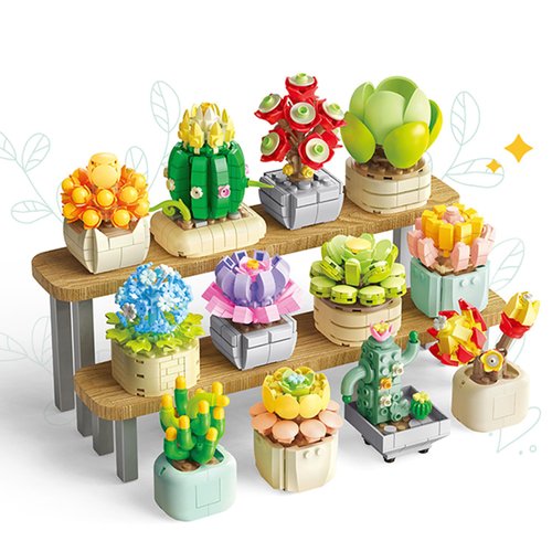 BIZNESMEN 𝟭𝟬𝟵𝟱 PCS Succulent Flower Building Set, 12 Beautiful Potted Plants, Ideal for Valentine's Day and Family Gatherings for Girls and Boys Ages 6, 7, 8, 9, 10, 11, and 12 Years Old and up!