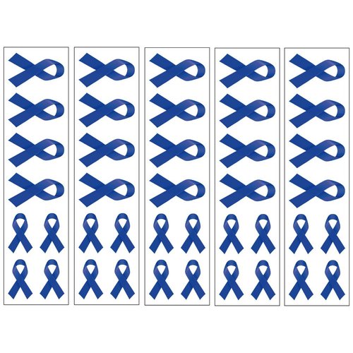 40 Dark Blue Ribbon Temporary Tattoos: Colon Cancer Awareness Tattoo