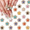60Pcs Flower Nail Charms 3D Lovely Floral Nail Art Charms Gold Edge Flower Resin Nail Jewelry for Acrylic Nails Spring Cherry Blossoms Petals Nail Gems for Women Girls DIY Craft Nail Decorations