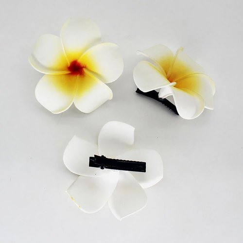 Jinshining 10Pcs Multicolor Hawaii Plumeria Flower Clips, Artificial Tropical Flower Hairpins for Wedding, Beach Party Hair Clips and Barrettes, Hair Accessory, 10 cm, Unisex, 10 Pieces