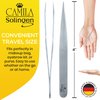 Camila Solingen CS27 4" Professional Surgical Grade Stainless Steel Precision Tip Eyebrow Tweezers for Facial Hair Shaping & Removal. Beauty Tool for Men/Women. Made in Solingen Germany (Pointed)