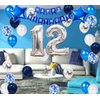 12th Birthday Party Decoration for Boys, Happy Birthday Banner Blue Number 12 Birthday Balloons 12th Birthday Latex Confetti Balloon for Boys Him Son 12 Years Old Birthday Decoration Supplies(12th)