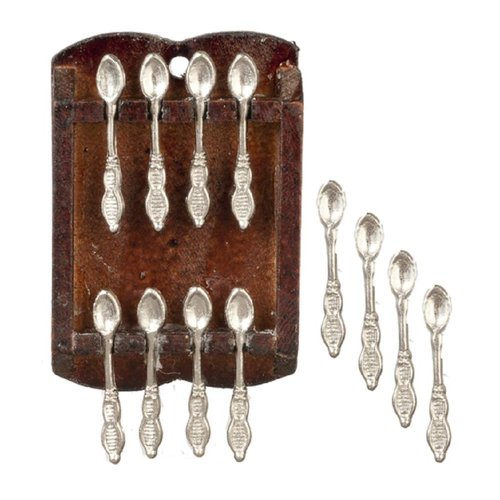 Town Square Miniatures Dollhouse Wooden Spoon Rack & Spoons 1:12 Scale Kitchen Wall Accessory