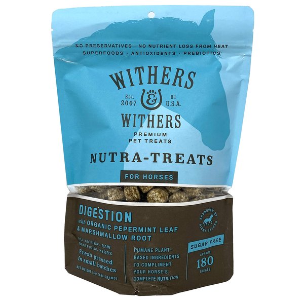 Withers & Withers Sugar-Free Horse Treats – Organic Peppermint, Marshmallow with Oat Bran Horse Cookies, Goat Treats 16 Oz – Humane Plant-Based Ingredients