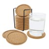 Cork Coasters with Lip for Drinks Absorbent | 12 Set 4 Inch Thick Rustic Saucer with Metal Holder Heat & Water Resistant | Best Reusable Natural Round Coasters for Bar Glass Cup Table