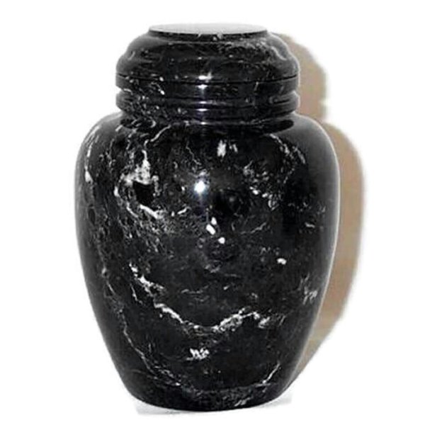 Khan Imports Black and White Marble Stone Pet Cremation Urn for Dog, Cat or Small Pets - Up to 20 Pounds