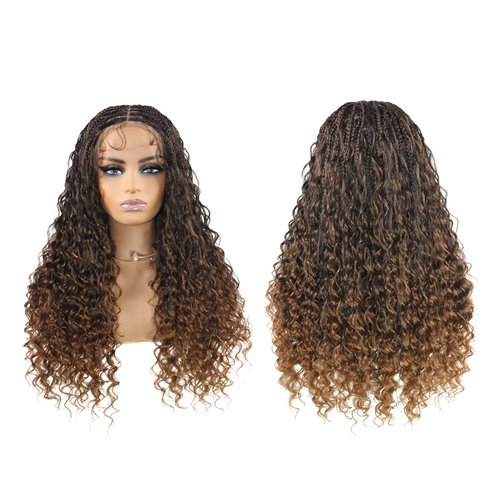 Miz Barn 360 Full Lace Front Knotless Box Braided Wigs 100% Handmade Synthetic Lightweight Twist Braided Wig Swiss Lace Braids Wigs With Baby Hair For Black Women (1B/27#, 24")