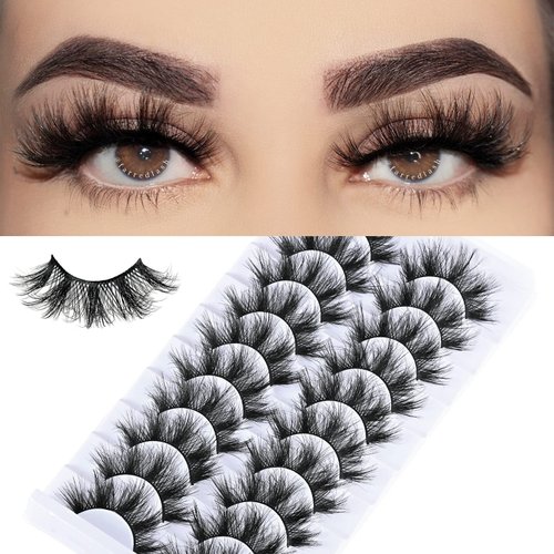FARRED Natural Lashes Short False Eyelashes Wispy Mink Eye Lash Fluffy Wispies Eyelash Natural Look 10 Pairs Fake Lashes Pack Volume Lash Strips Pestañas