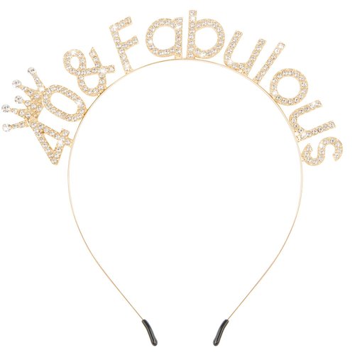 Atoden 40th Birthday Decorations for Women - Gold Tiara Queen Crown, Fabulous Headband, Party Favors, and Happy Birthday Accessories