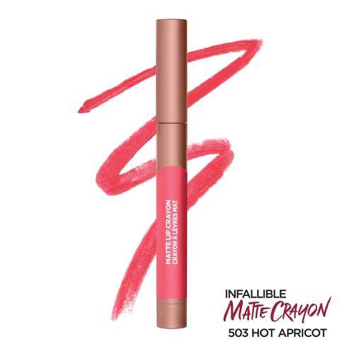 L'Oreal Paris Infallible Matte Lip Crayon, Hot Apricot (Packaging May Vary)