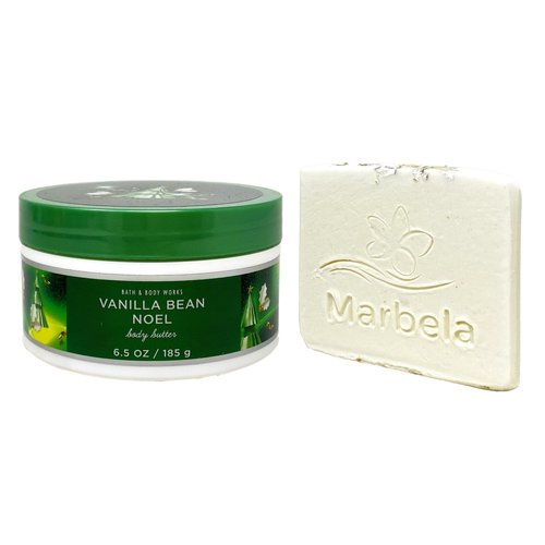 Bath & Body Works Vanilla Bean Noel Body Butter with a Natural Oats Sample Soap