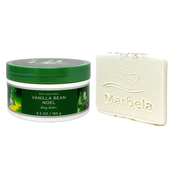 Bath & Body Works Vanilla Bean Noel Body Butter with a Natural Oats Sample Soap