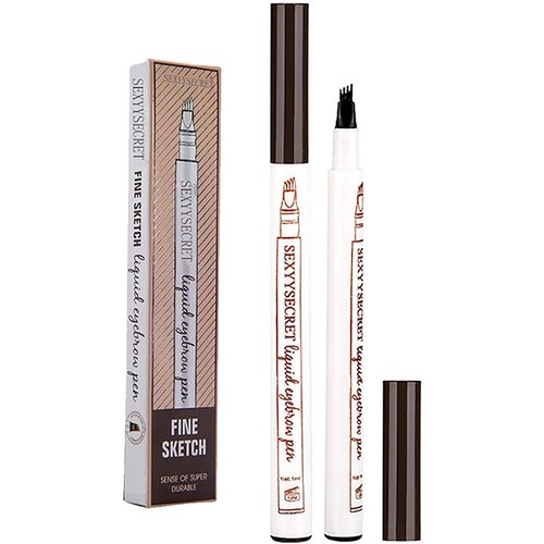 Waterproof Eyebrow Pen Microblading Eyebrow Pen Makeup with a Micro-Fork Tip Liquid Eyebrow Pencil (3#Dark Grey)
