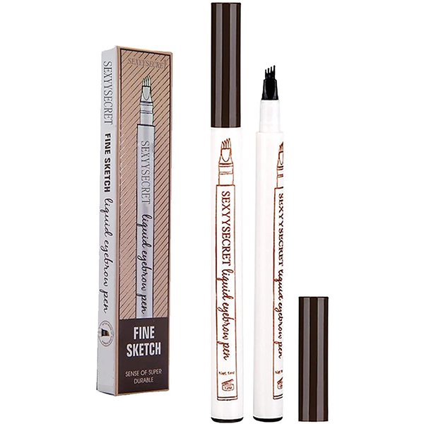 Waterproof Eyebrow Pen Microblading Eyebrow Pen Makeup with a Micro-Fork Tip Liquid Eyebrow Pencil (3#Dark Grey)