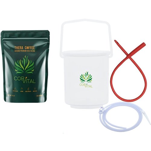 Cor-Vital Coffee Enema Kit for Colon Cleansing with 1 LB Enema Coffee - Gerson Approved Home Enema Kit - Enema Bucket Kit - Therapy Roast Coffee Detox Cleanse - Enema Coffee Organic