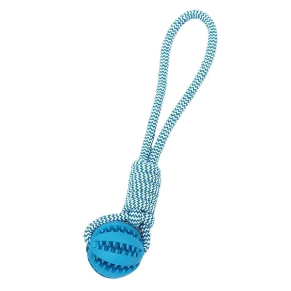 YIOLIBJF Dog Rope Ball Bite Resistance Training Ball Dog Toy with Rope Interesting Dog Puzzle Teething Toy for Molar Teeth Cleaning Boredom Relieving(Blue)