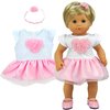 Sophia's Heart Dress with Attached Tulle Skirt and Headband Outfit for 15'' Dolls, White/Pink
