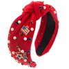 TailaiMei 4th of July Rhinestone Knotted Headband for Women, USA Flag Star Jeweled Crystal Embellished Ladies Twist Wide Hair Band Accessories Holiday Makeup Hair Hoop Gifts (Red)
